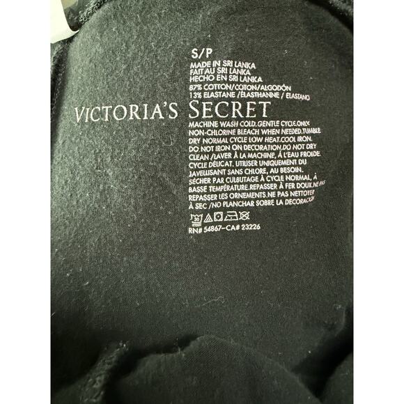 Y2K Victoria's Secret VS Foldover Fitted Leggings Gold Wing Small Black Low Rise - Picture 5 of 5